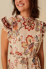 Sand Aura Floral Mini Dress | FARM Rio Women
