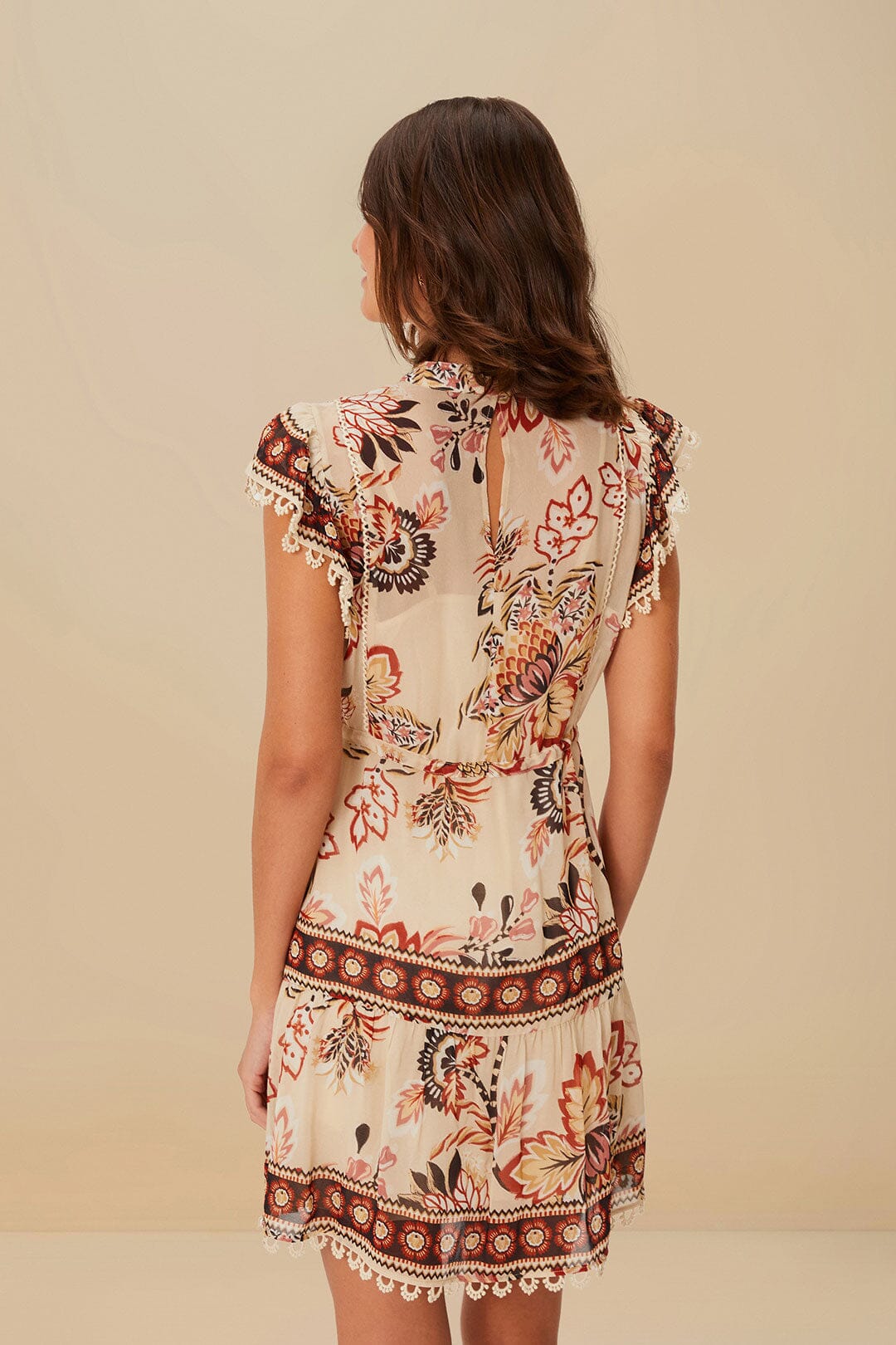 Sand Aura Floral Mini Dress | FARM Rio Women