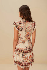 Sand Aura Floral Mini Dress | FARM Rio Women
