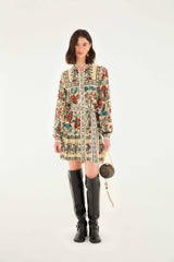 Sand Francesca Long Sleeve Mini Dress | FARM Rio | FARM Rio Women