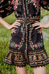 Black Belle Garden Lace Belted Mini Dress | FARM Rio | FARM Rio Women