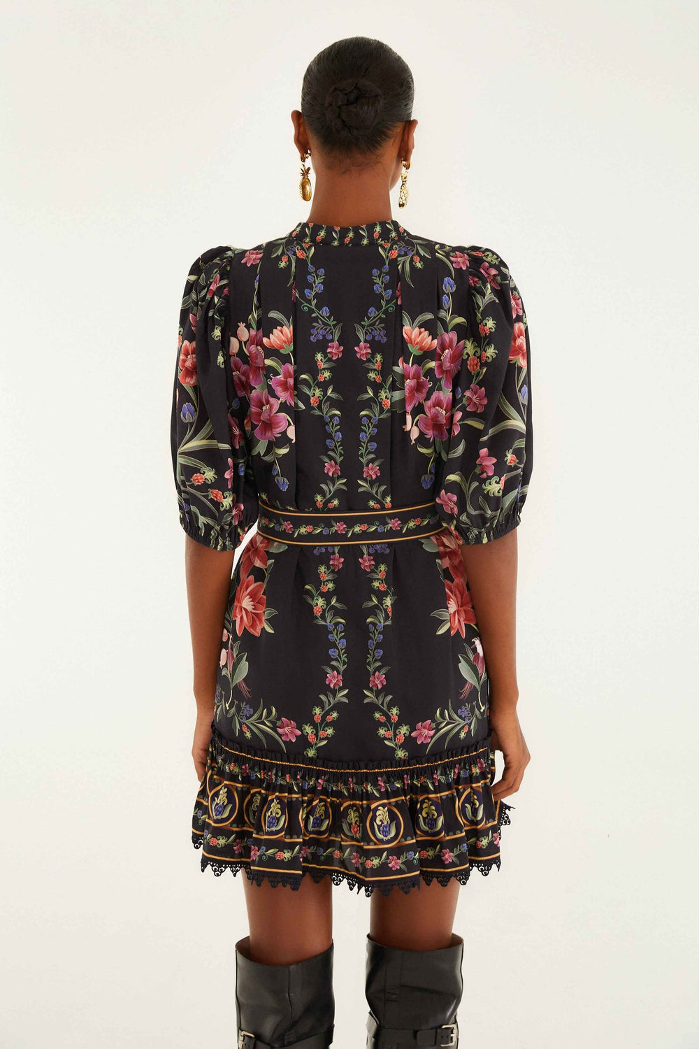 Black Belle Garden Lace Belted Mini Dress | FARM Rio | FARM Rio Women
