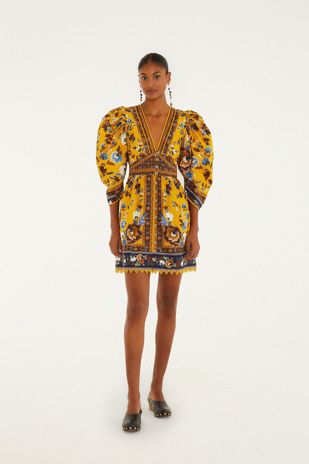 Yellow Flowering Garden Tree Mini Dress | FARM Rio | FARM Rio Women