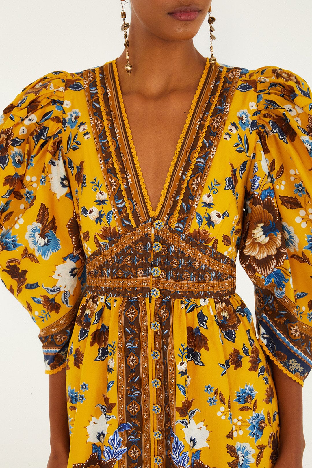 Yellow Flowering Garden Tree Mini Dress | FARM Rio | FARM Rio Women