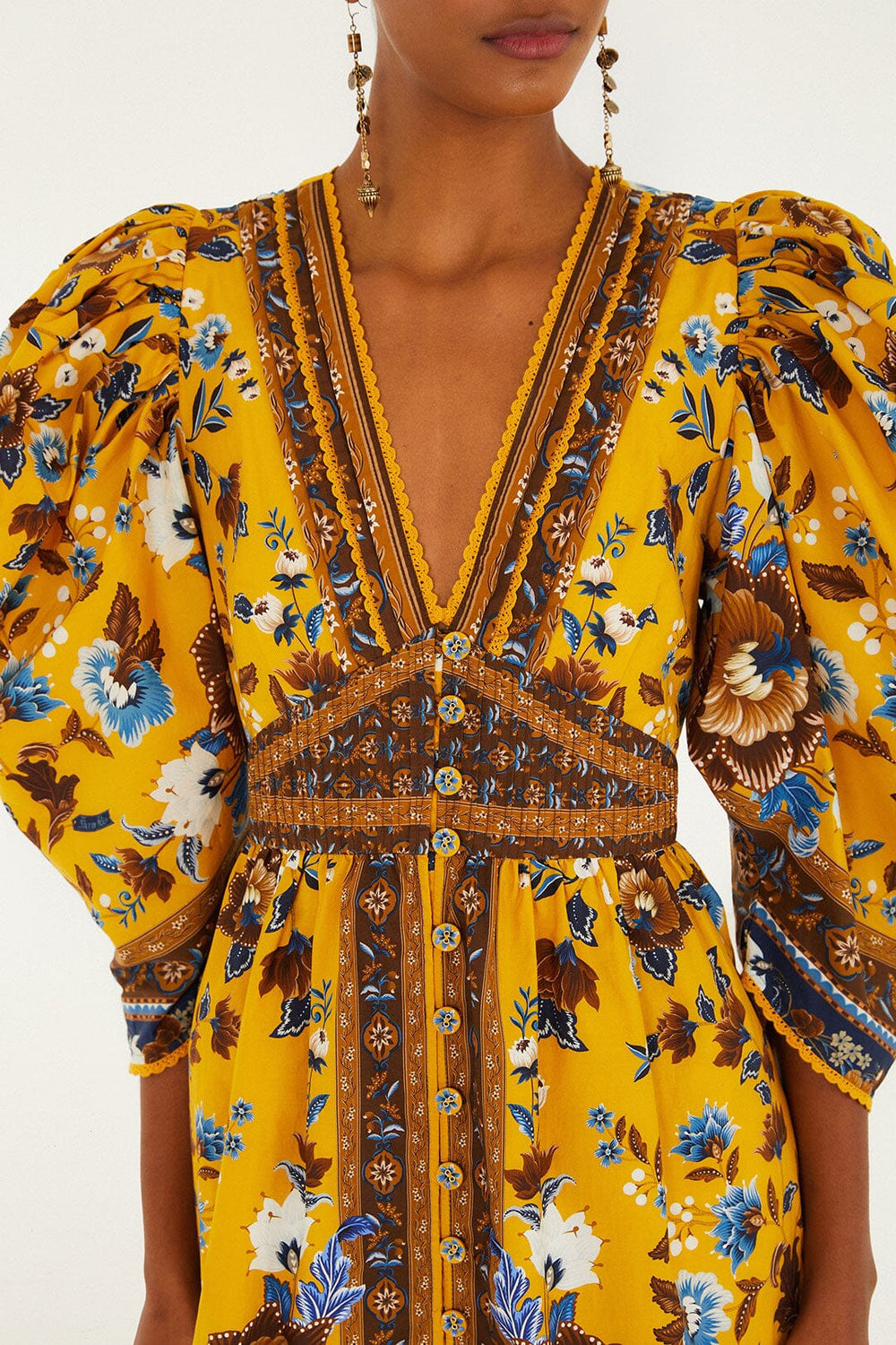 Yellow Flowering Garden Tree Mini Dress | FARM Rio | FARM Rio Women