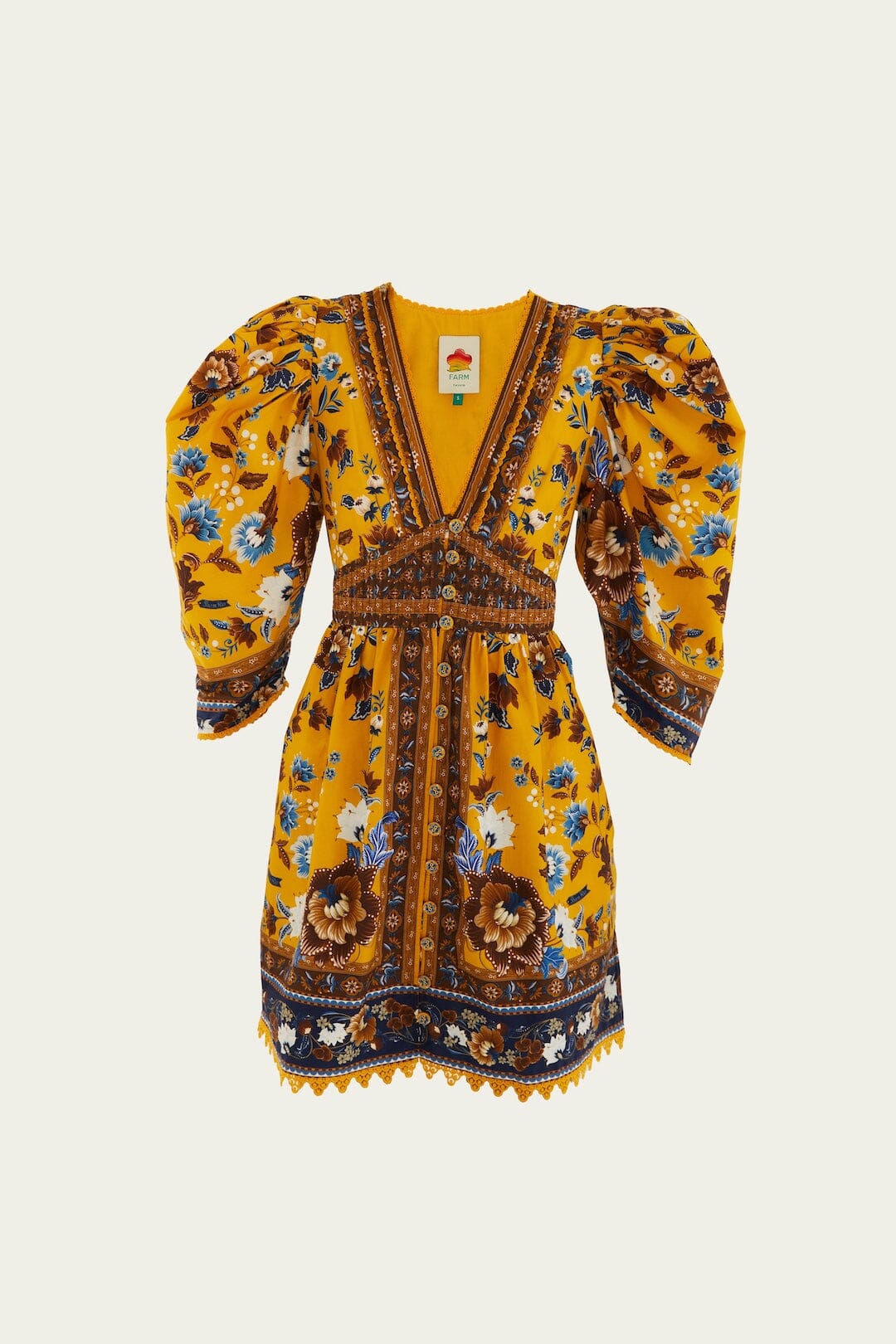 Yellow Flowering Garden Tree Mini Dress | FARM Rio | FARM Rio Women