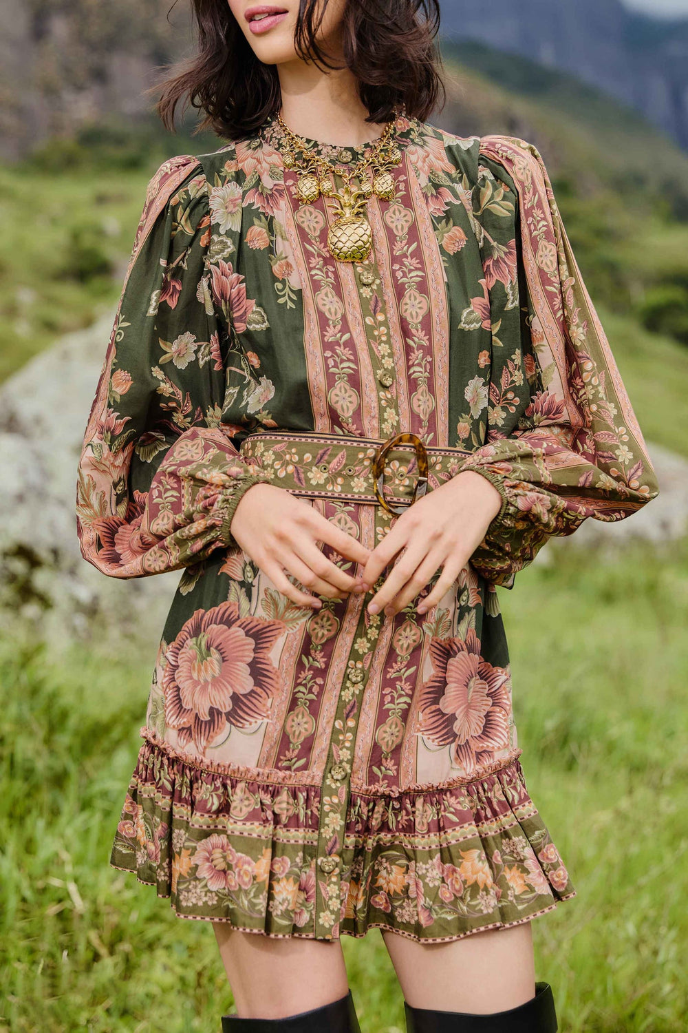 Green Flowering Garden Tree Mini Dress | FARM Rio | FARM Rio Women