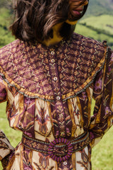 Sand Embroidered Tapestry Long Sleeve Mini Dress | FARM Rio | FARM Rio Women