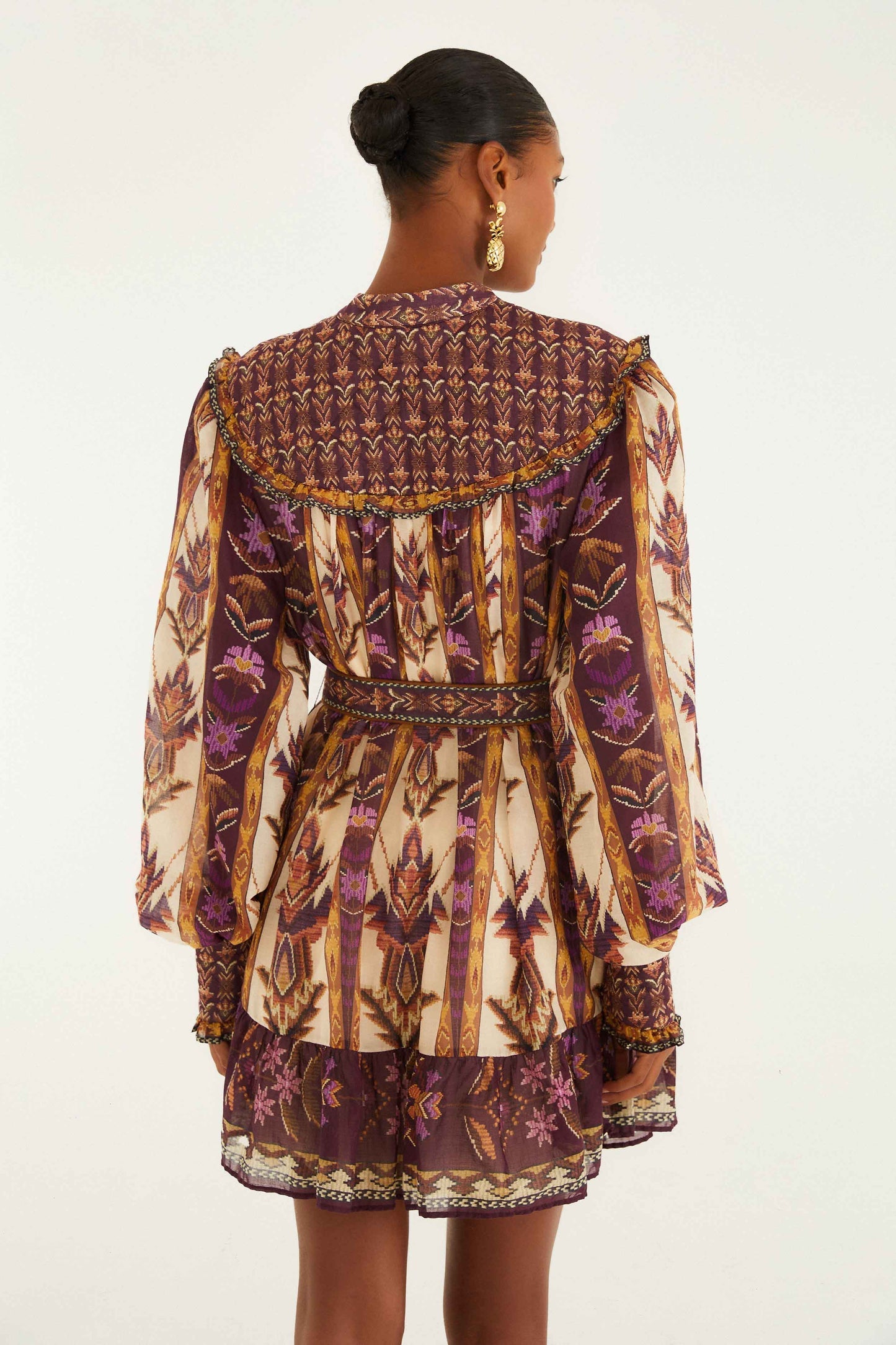 Sand Embroidered Tapestry Long Sleeve Mini Dress | FARM Rio | FARM Rio Women
