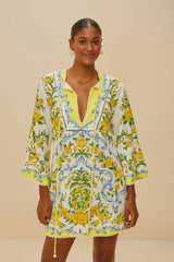 Off-White Sicily LENZING™ ECOVERO™ Euroflax™ Mini Dress | FARM Rio Women