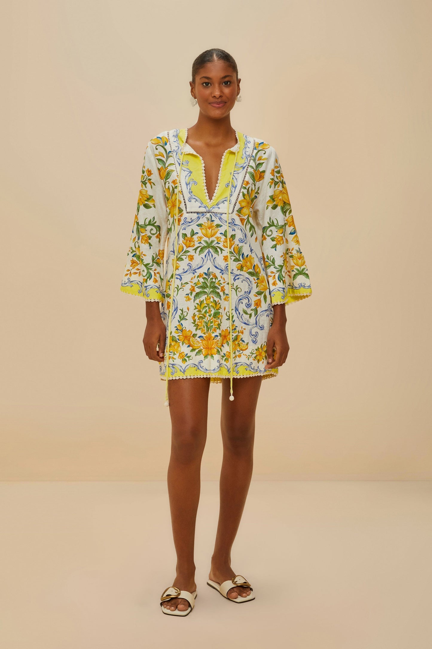Off-White Sicily LENZING™ ECOVERO™ Euroflax™ Mini Dress | FARM Rio Women