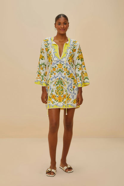 Off-White Sicily LENZING™ ECOVERO™ Euroflax™ Mini Dress | FARM Rio Women