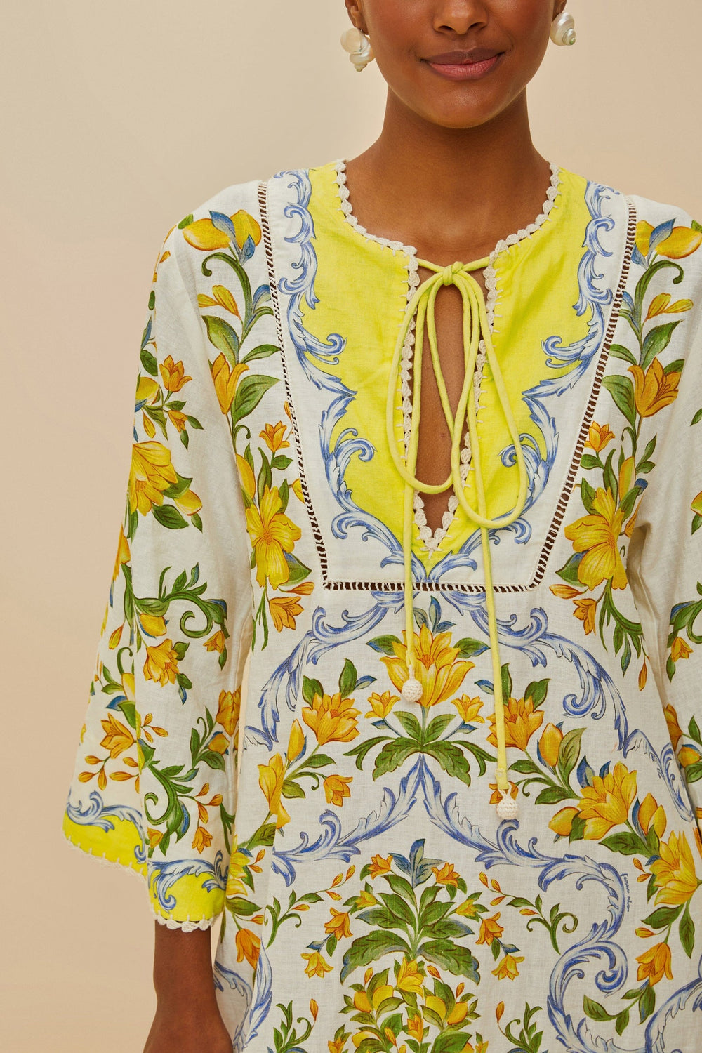 Off-White Sicily LENZING™ ECOVERO™ Euroflax™ Mini Dress | FARM Rio Women