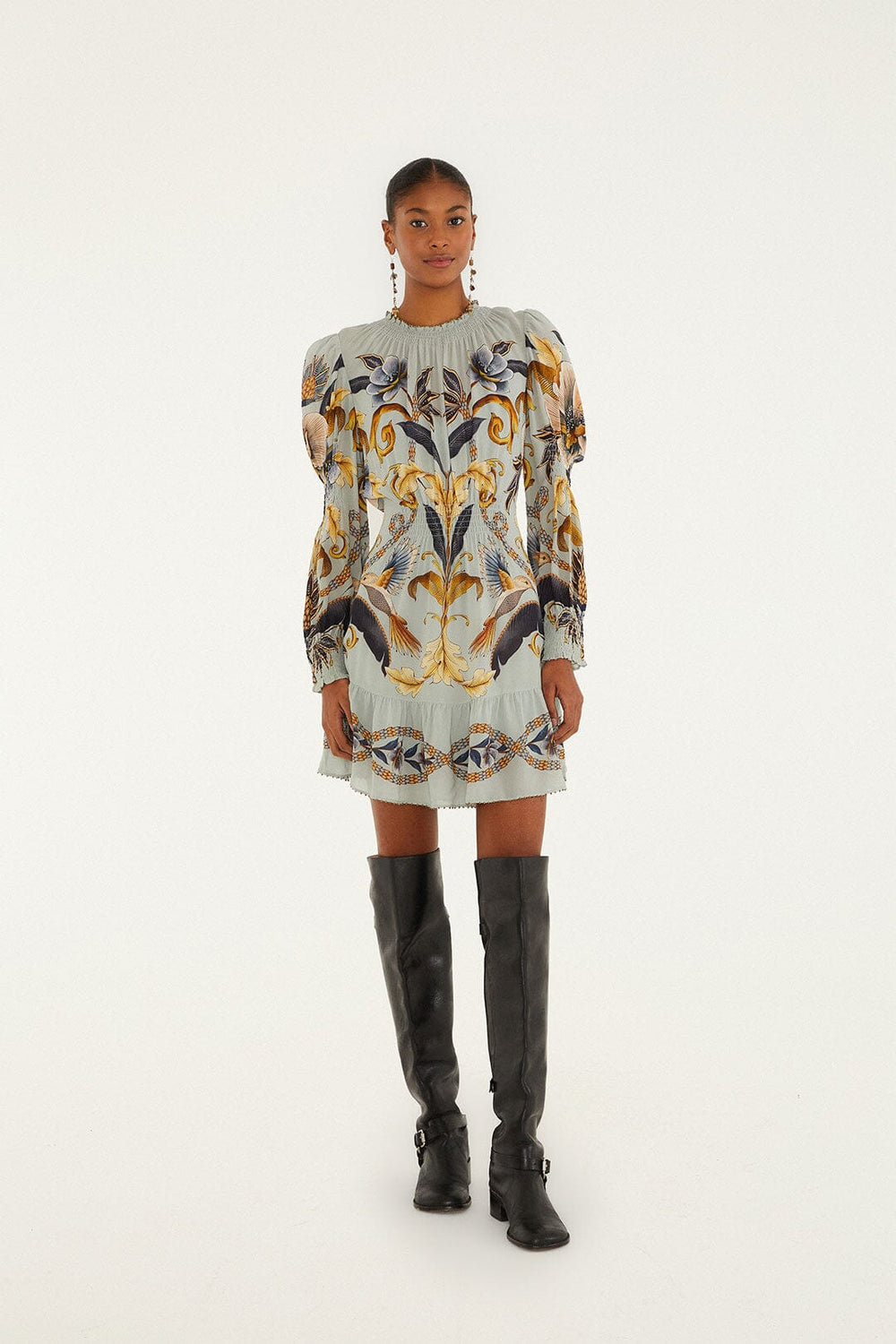 Blue Snake Garden Long Sleeve Mini Dress | FARM Rio | FARM Rio Women