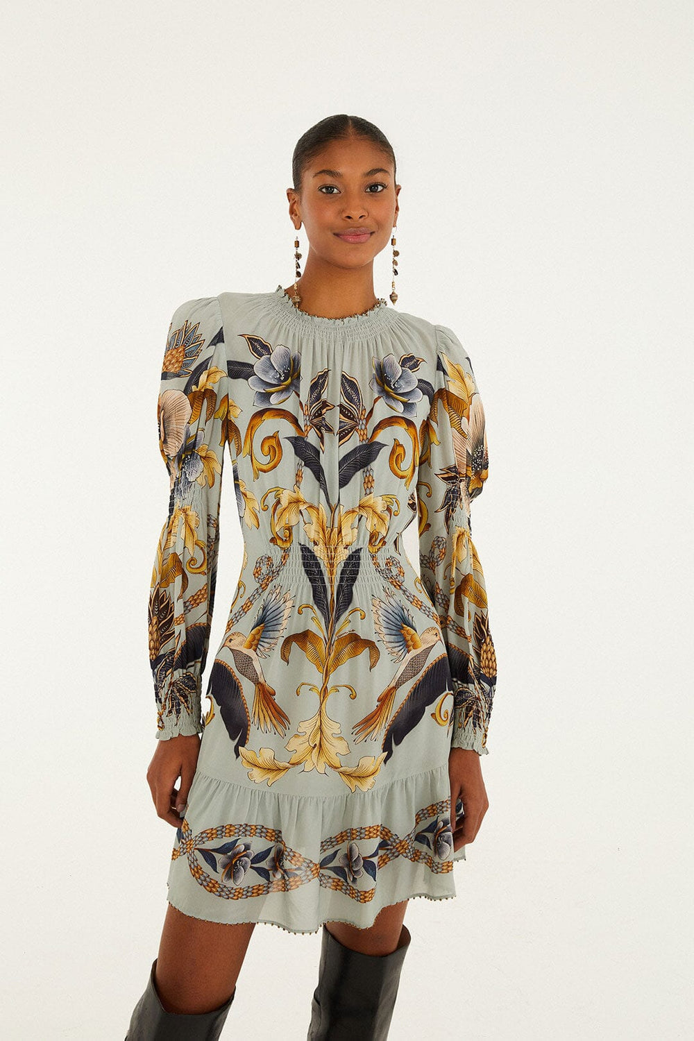 Blue Snake Garden Long Sleeve Mini Dress | FARM Rio | FARM Rio Women