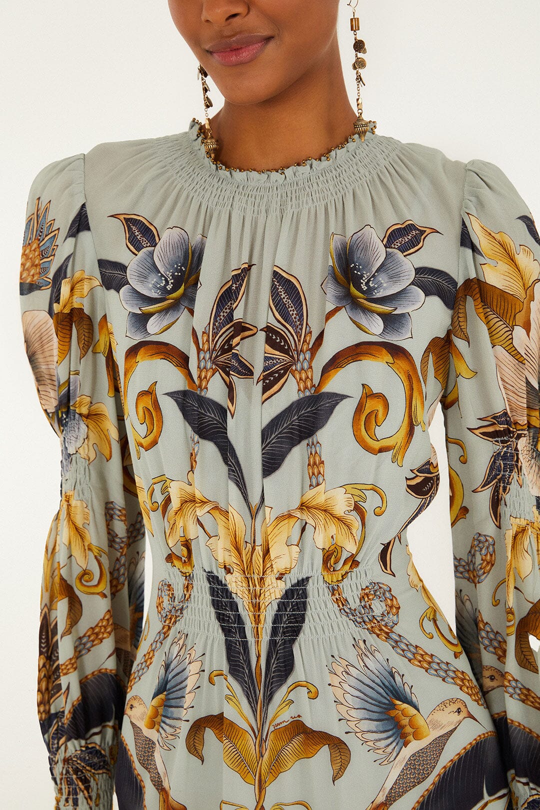 Blue Snake Garden Long Sleeve Mini Dress | FARM Rio | FARM Rio Women