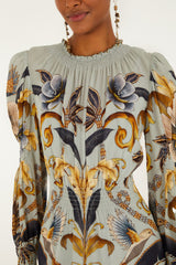 Blue Snake Garden Long Sleeve Mini Dress | FARM Rio | FARM Rio Women
