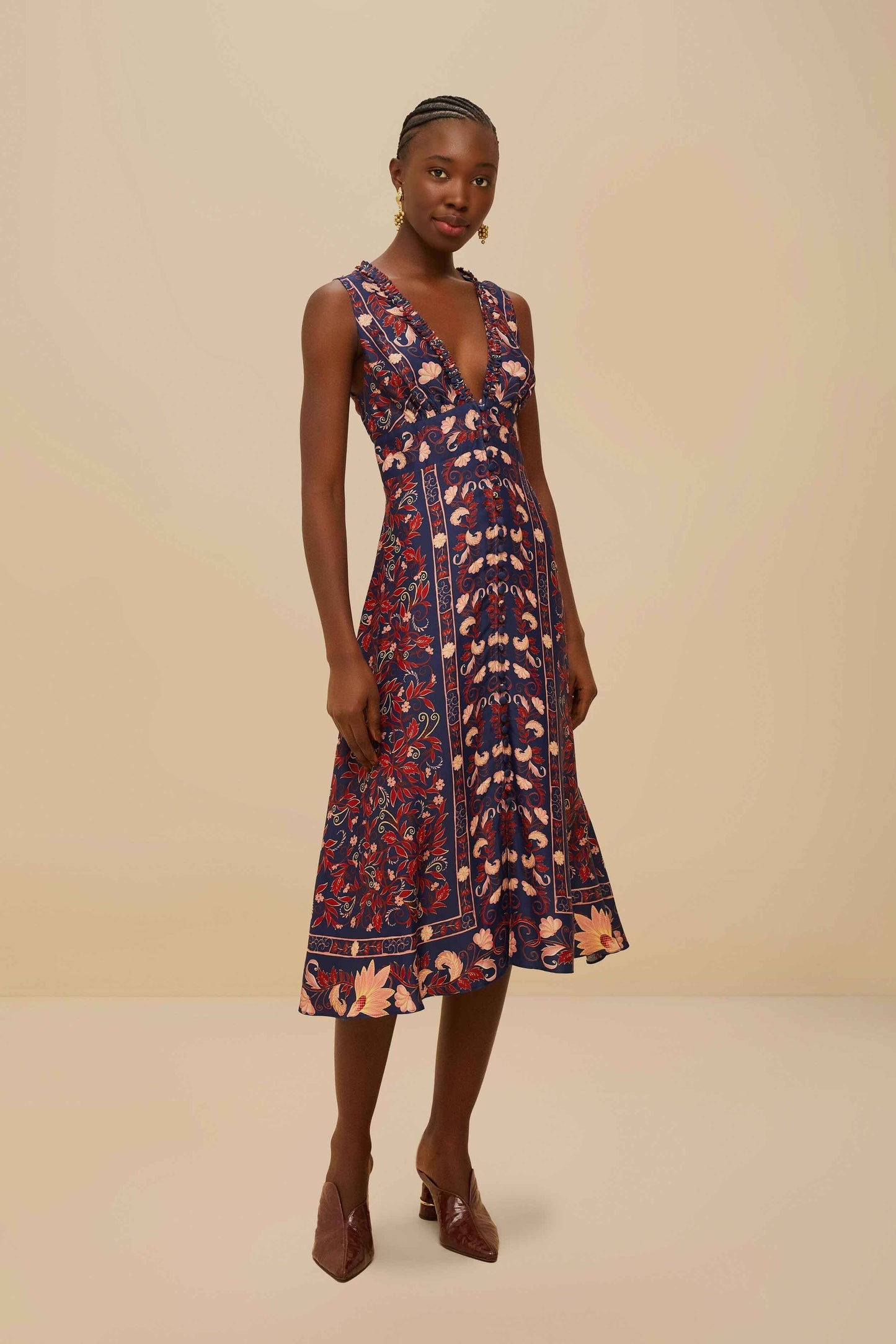 Blue Snake Garden Long Sleeve Mini Dress | FARM Rio Women