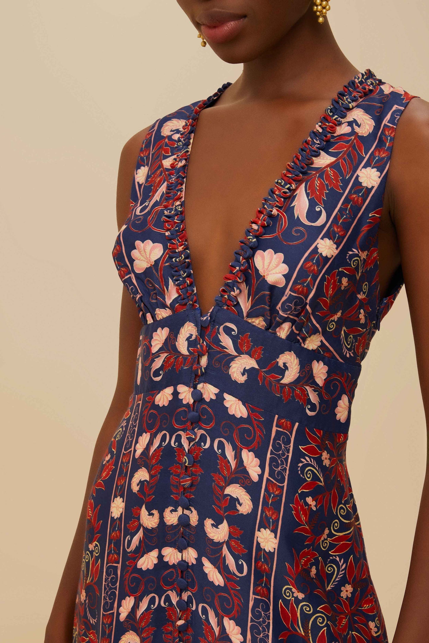 Blue Snake Garden Long Sleeve Mini Dress | FARM Rio Women
