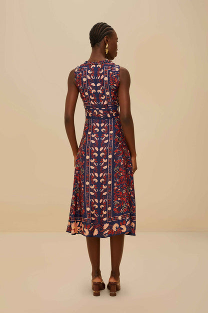 Blue Snake Garden Long Sleeve Mini Dress | FARM Rio Women