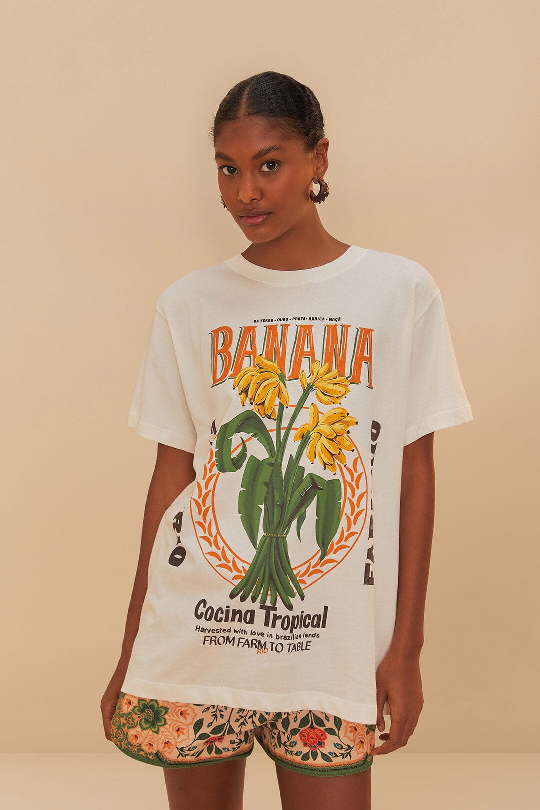 Off-White Banana Cocina Relaxed T-Shirt | FARM Rio Women