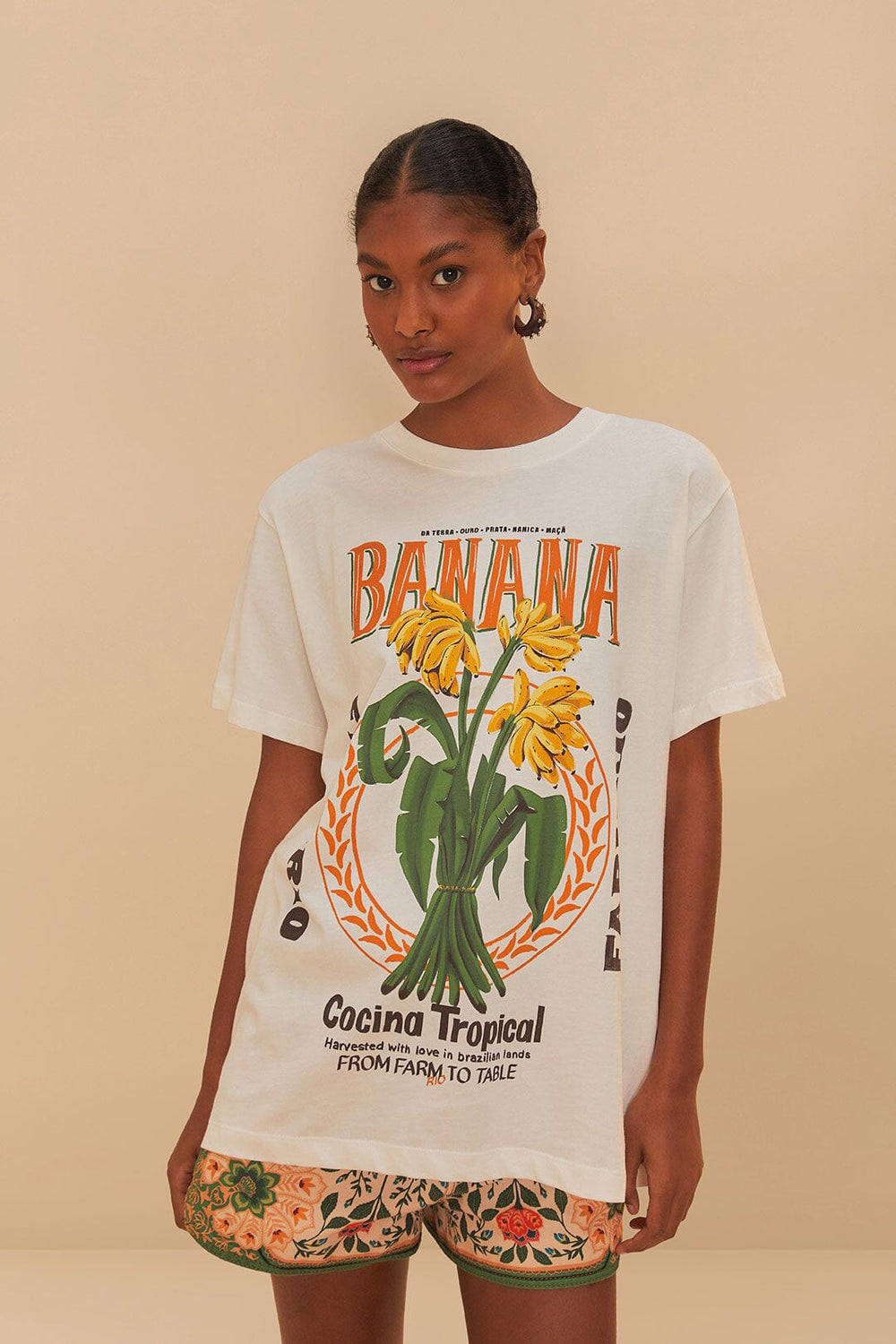 Off-White Banana Cocina Relaxed T-Shirt | FARM Rio Women