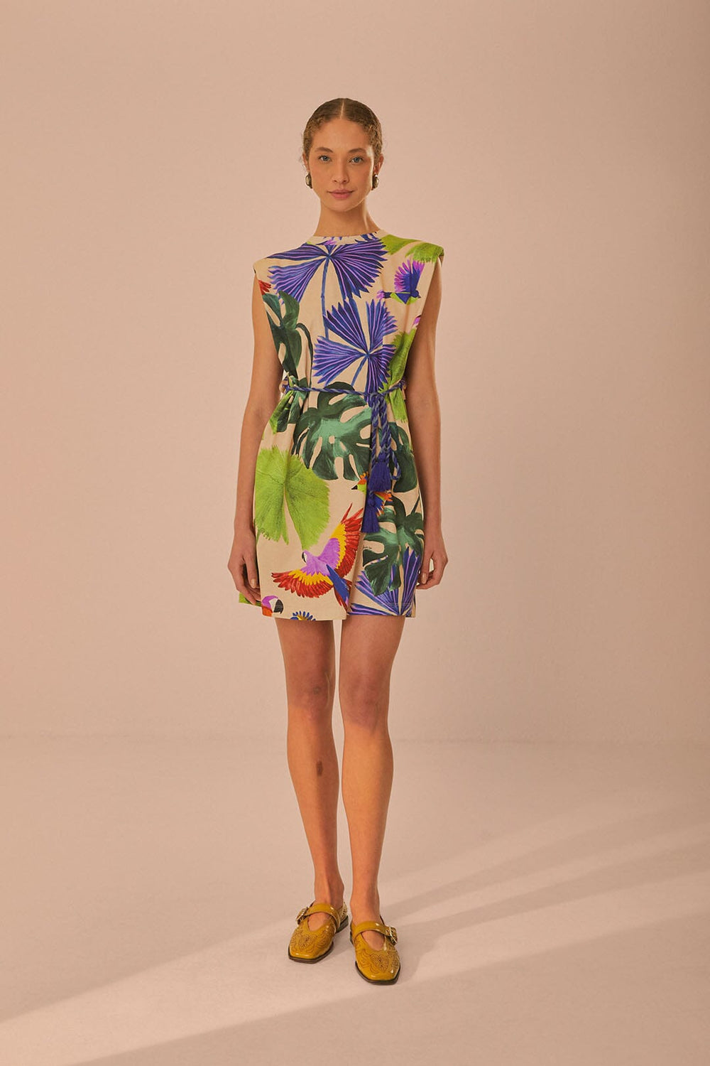 Sand Macaw Jungle Organic Cotton T-Shirt Dress | FARM Rio Women