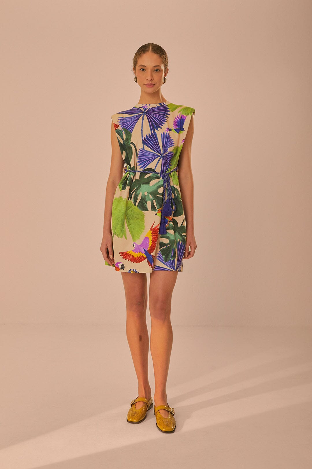 Sand Macaw Jungle Organic Cotton T-Shirt Dress | FARM Rio Women