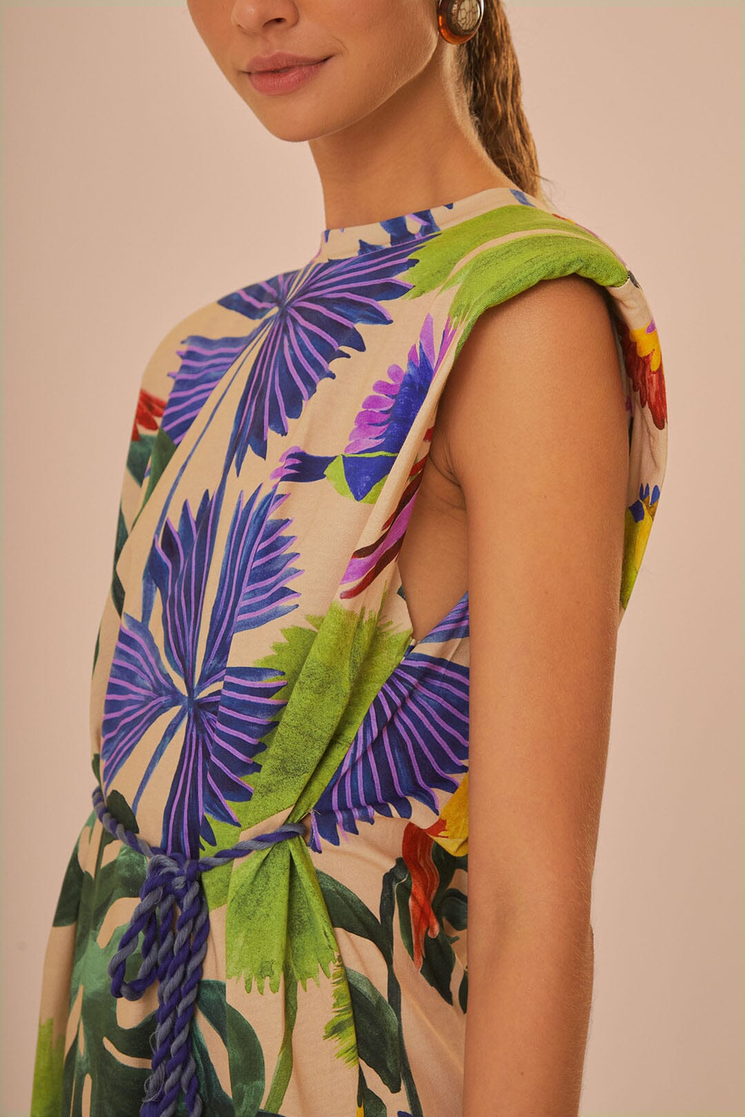 Sand Macaw Jungle Organic Cotton T-Shirt Dress | FARM Rio Women
