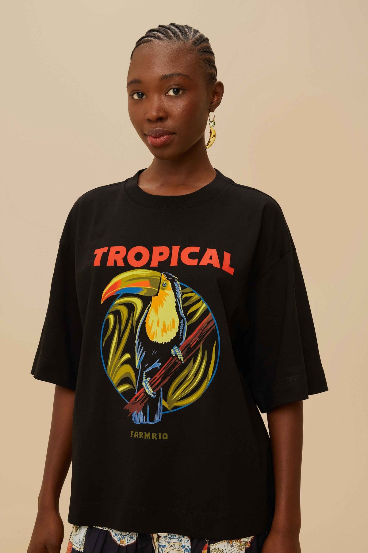 Black Tropical Organic Cotton T-Shirt | FARM Rio Women