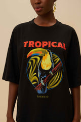 Black Tropical Organic Cotton T-Shirt | FARM Rio Women
