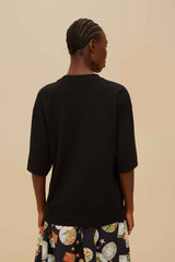 Black Tropical Organic Cotton T-Shirt | FARM Rio Women