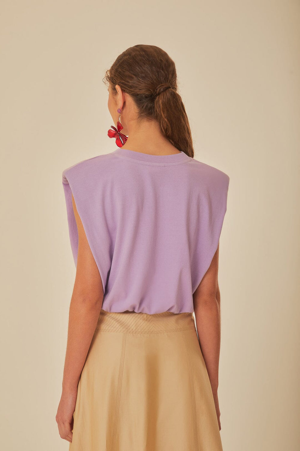 Lilac Summer In The Tropics Shoulder Pad Organic Cotton T-Shirt | FARM Rio Women
