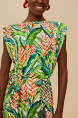 Off-White Heli Leaves Organic Cotton T-Shirt Mini Dress | FARM Rio Women