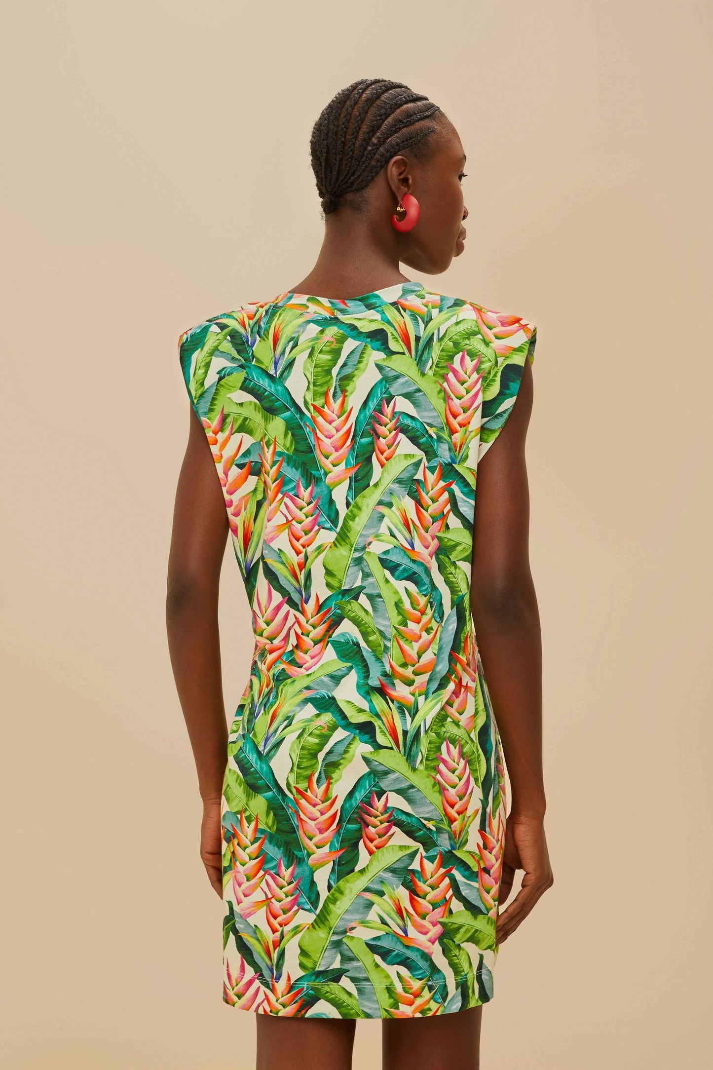 Off-White Heli Leaves Organic Cotton T-Shirt Mini Dress | FARM Rio Women