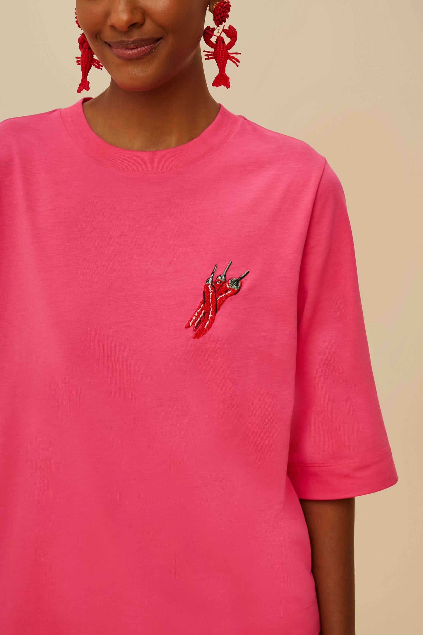 Pink Spicy Pepper Organic Cotton T-Shirt | FARM Rio Women