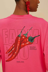 Pink Spicy Pepper Organic Cotton T-Shirt | FARM Rio Women