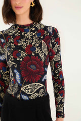Black Valentina High Neck Long Sleeve Jersey Bodysuit | FARM Rio | FARM Rio Women