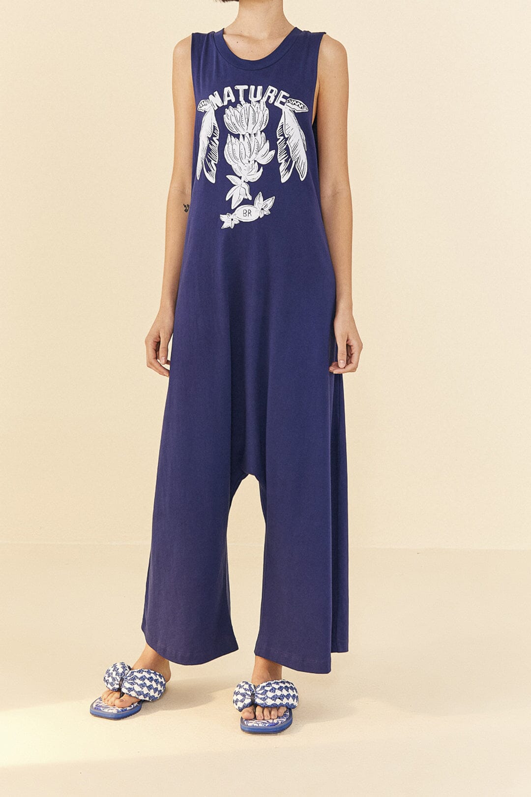Navy Blue Nature Organic Cotton Jumpsuit | FARM Rio Women