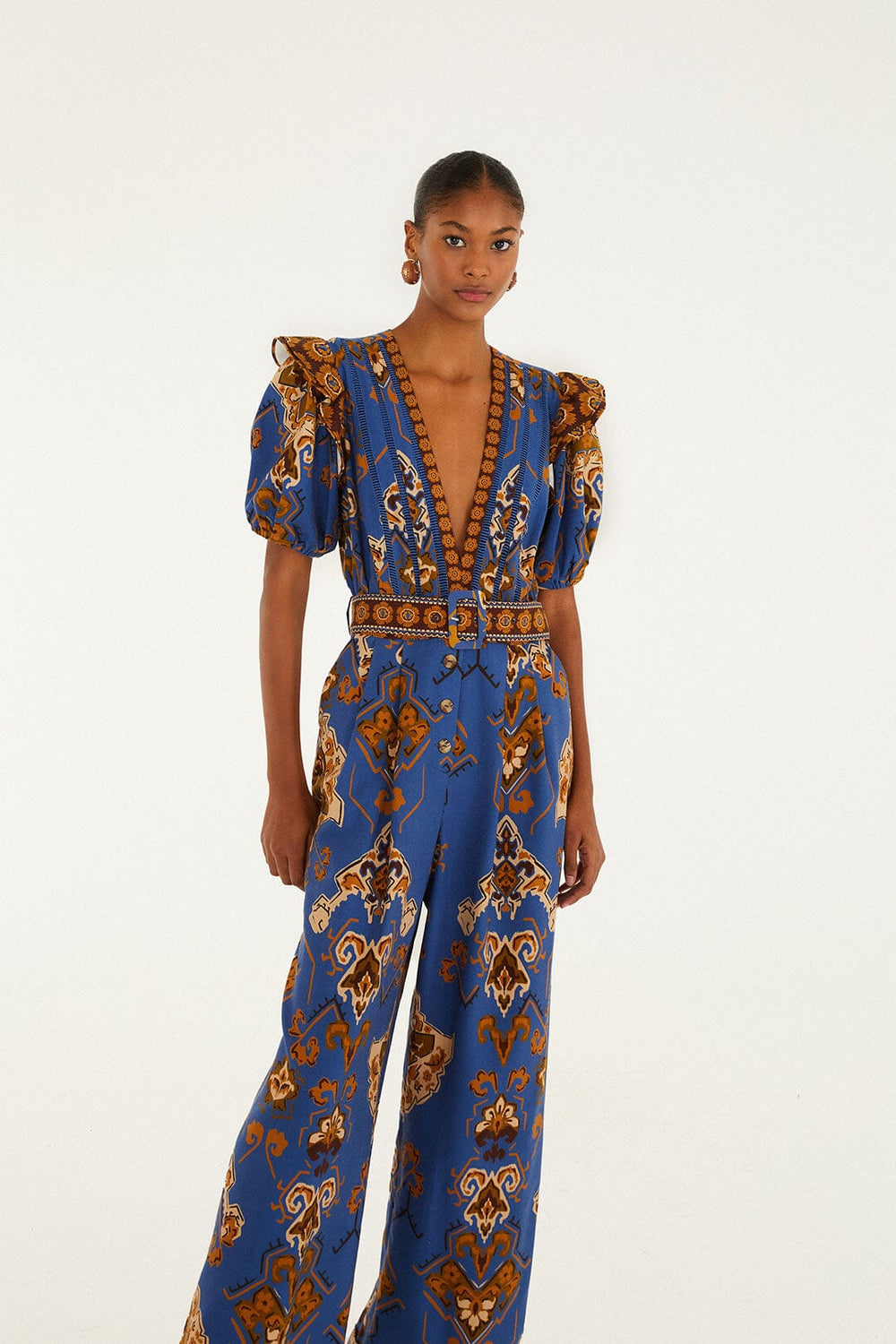 Blue Ornament Floral Jumpsuit | FARM Rio Women