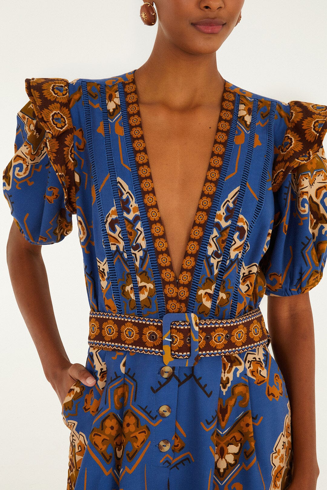 Blue Ornament Floral Jumpsuit | FARM Rio Women