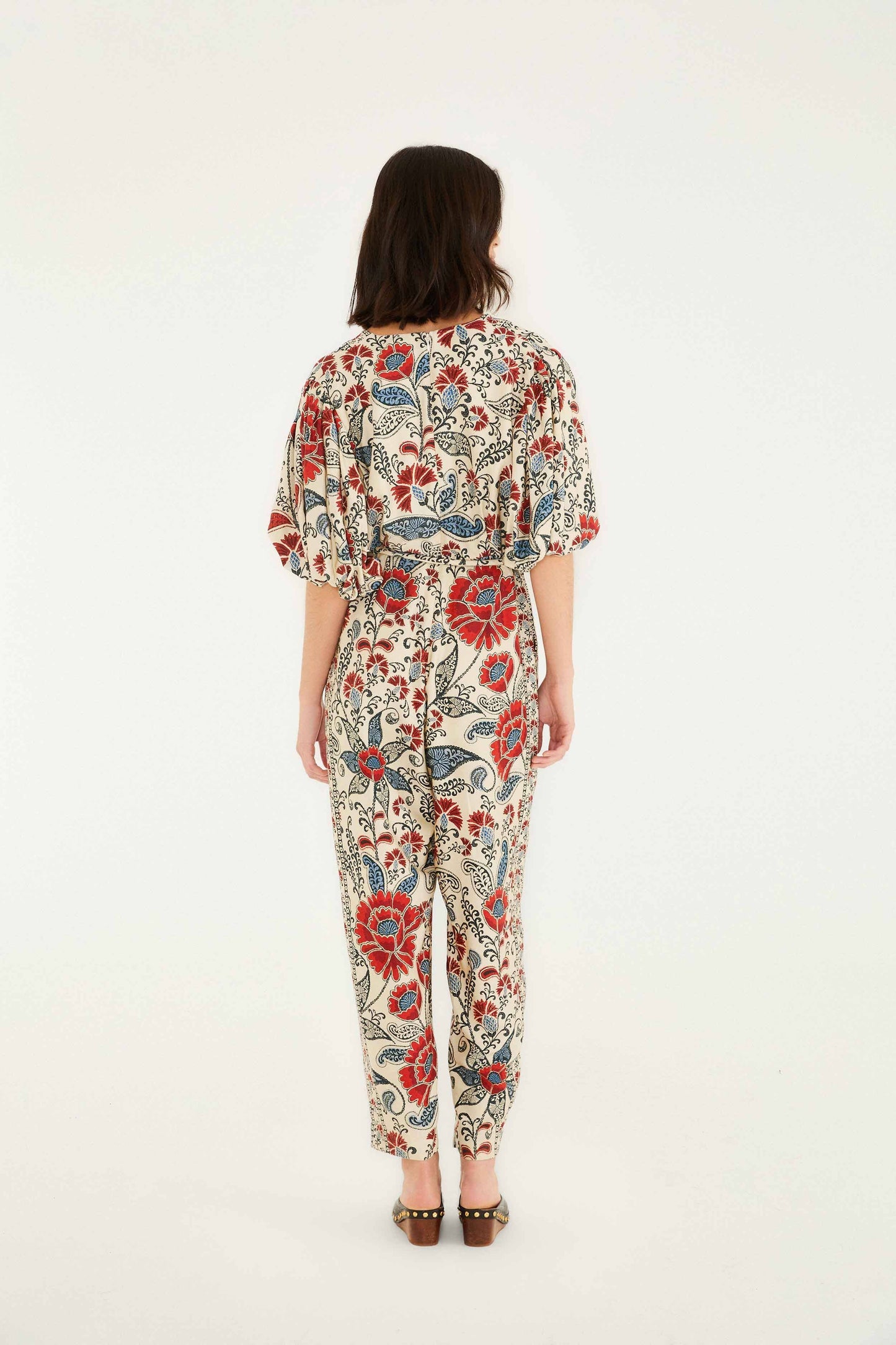 Sand Francesca V Neckline Short Sleeve Jumpsuit | FARM Rio | FARM Rio Women