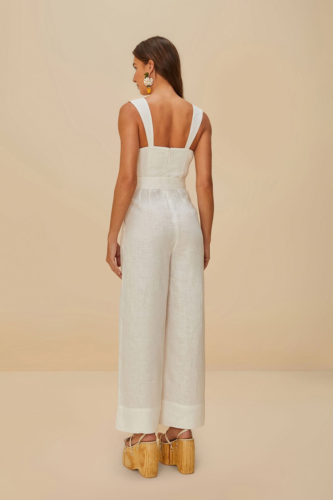 Off-White Euroflax™ Premium Linen Jumpsuit | FARM Rio Women