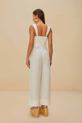 Off-White Euroflax™ Premium Linen Jumpsuit | FARM Rio Women