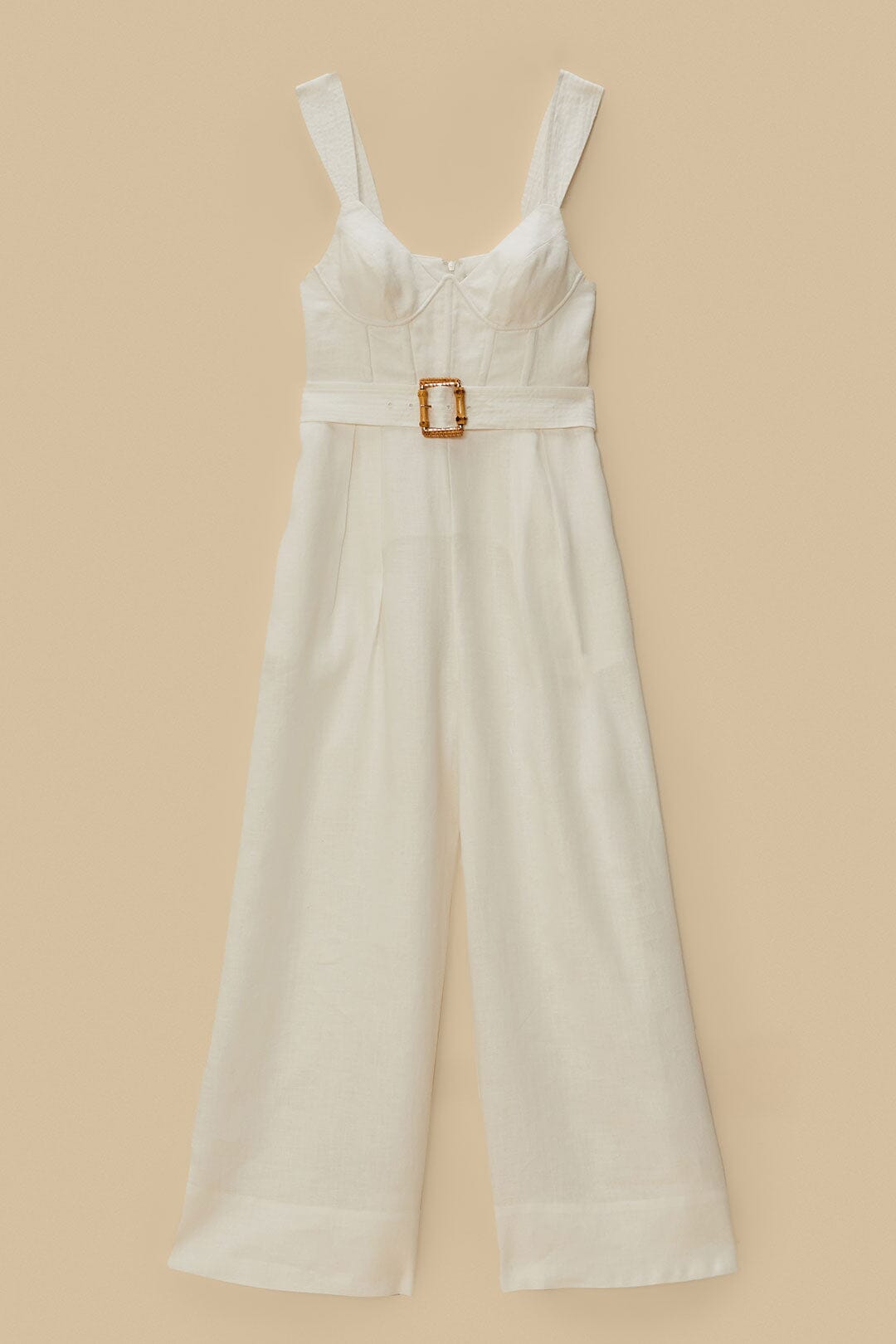 Off-White Euroflax™ Premium Linen Jumpsuit | FARM Rio Women