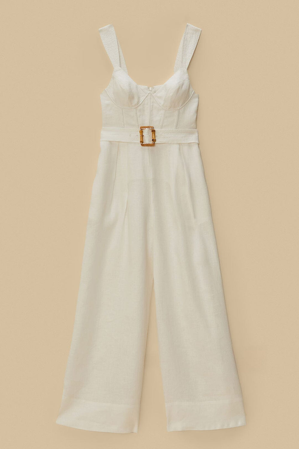 Off-White Euroflax™ Premium Linen Jumpsuit | FARM Rio Women