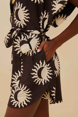 Black Sunny Moon LENZING™ ECOVERO™ Euroflax™ Romper | FARM Rio Women