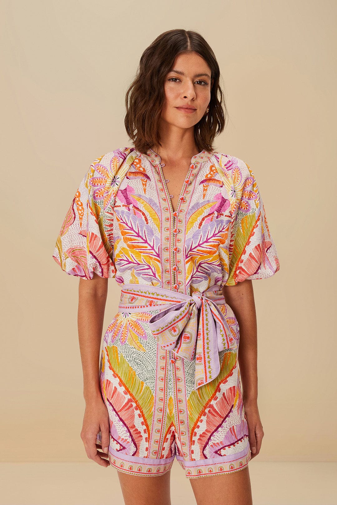 Pearl Jungle Dots Tapestry LENZING™ ECOVERO™ Euroflax™ Romper | FARM Rio Women