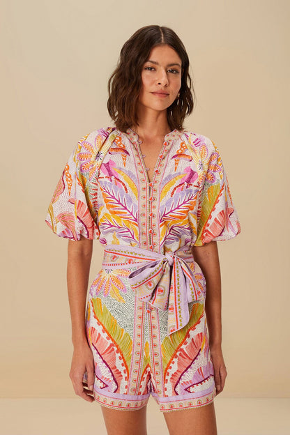 Pearl Jungle Dots Tapestry LENZING™ ECOVERO™ Euroflax™ Romper | FARM Rio Women
