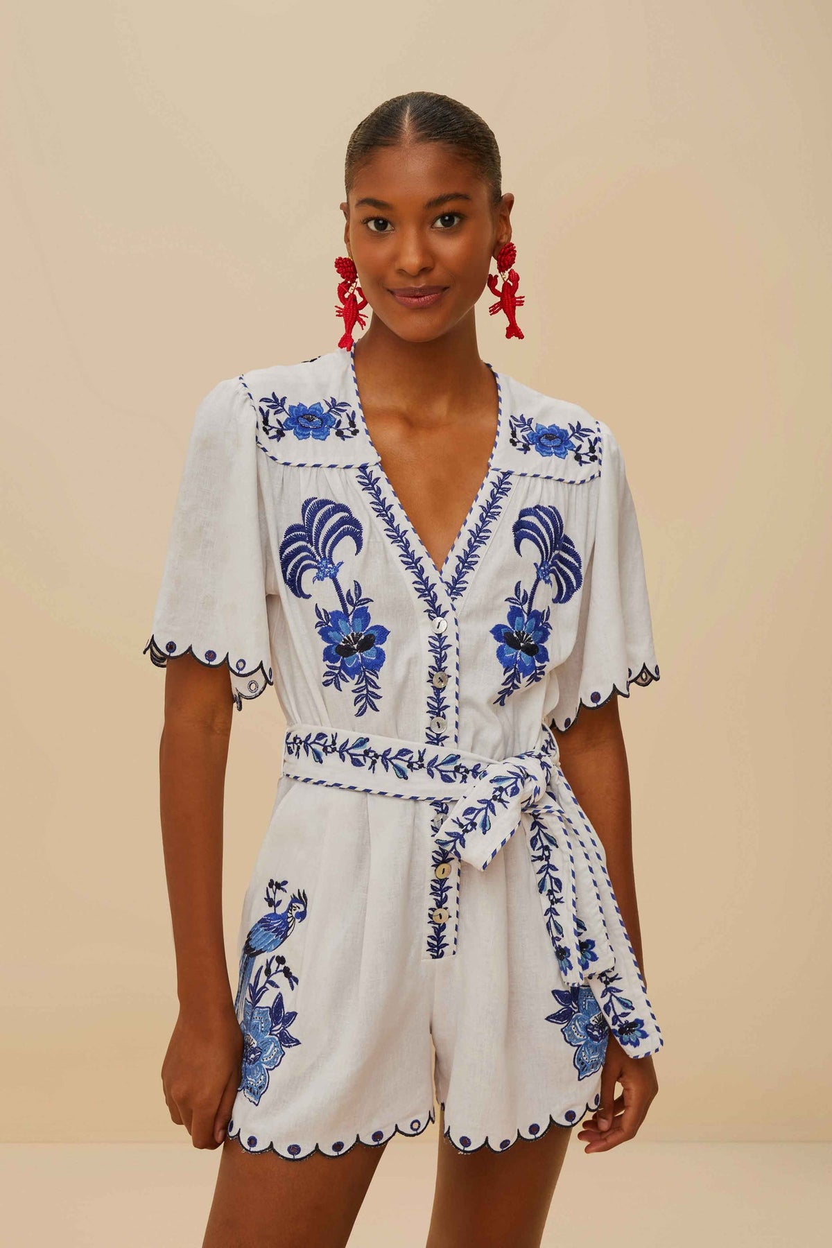 Blue Delicate Forest Richelieu Embroidered LENZING™ ECOVERO™ Euroflax™ | FARM Rio Women